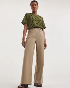 Adjustable Waist Wide Leg Trousers