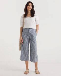 Blue Stripe Linen Straight Leg Culotte -JD Williams Shop y01zv907753w