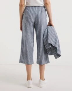 Blue Stripe Linen Straight Leg Culotte -JD Williams Shop y01zv907754w
