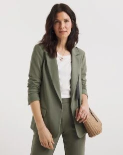Soft Khaki Scuba Edge To Edge Blazer