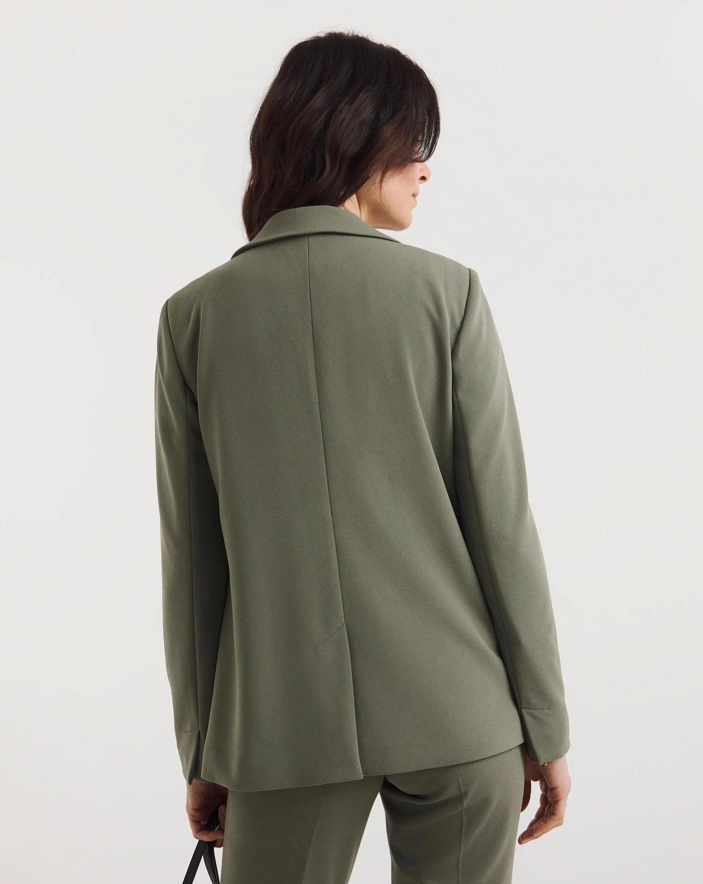 Soft Khaki Scuba Edge To Edge Blazer 5 Soft Khaki Scuba Edge To Edge Blazer - Image 5