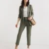 Soft Khaki Scuba Straight Leg Trousers