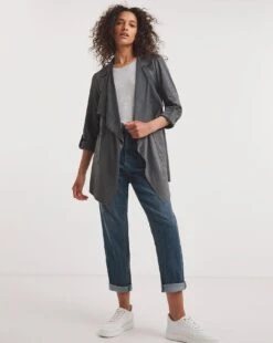 Charcoal Suedette Waterfall Jacket -JD Williams Shop z01dr088739w