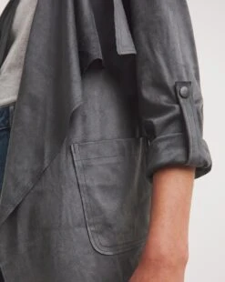 Charcoal Suedette Waterfall Jacket -JD Williams Shop z01dr088740w