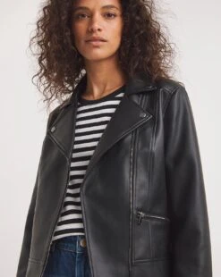 Black PU Biker Jacket