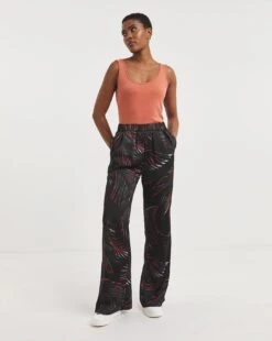 Printed Satin Wide Leg Trousers -JD Williams Shop z01gz712707w