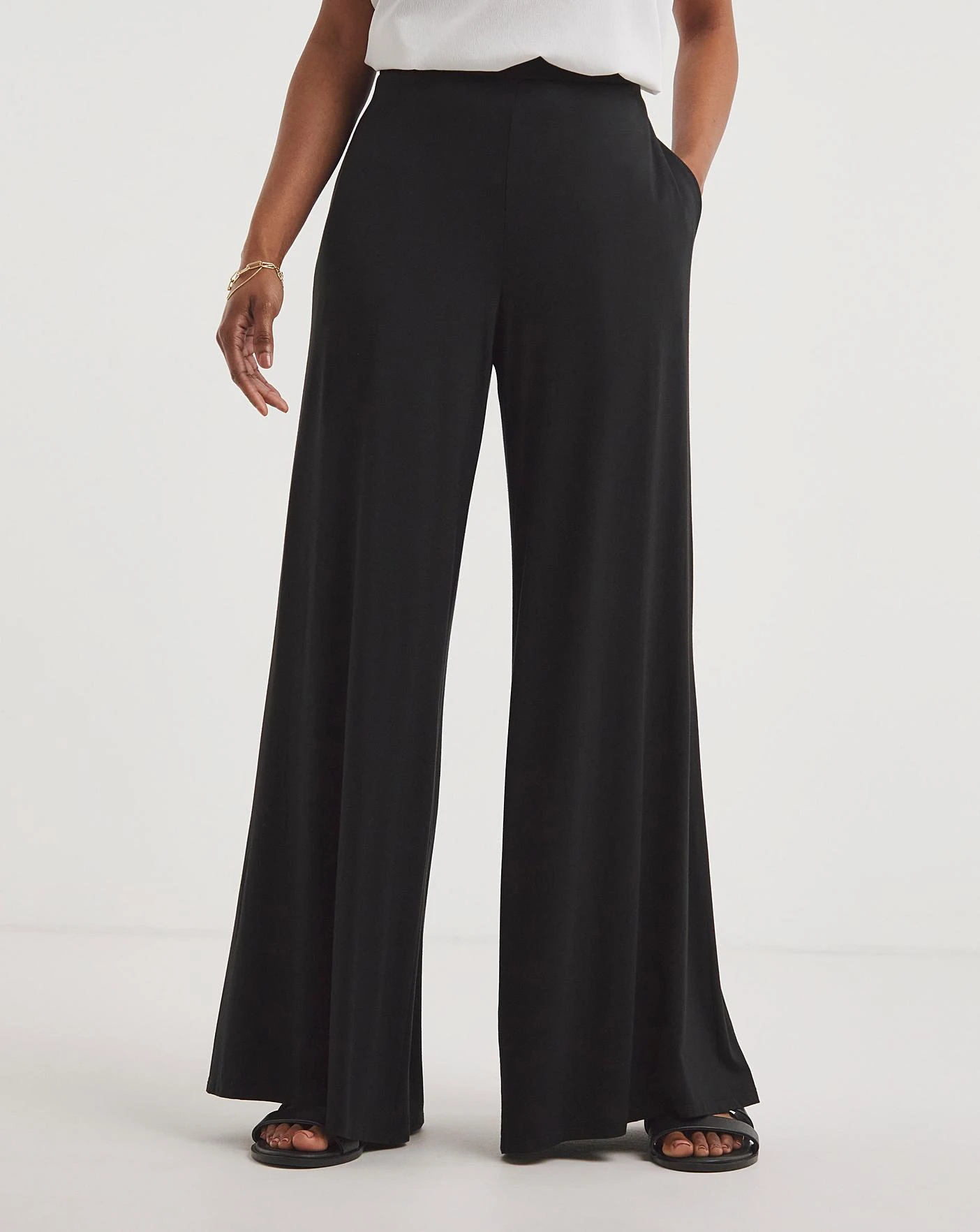 Black Jersey Palazzo Trousers 2 Black Jersey Palazzo Trousers - Image 2