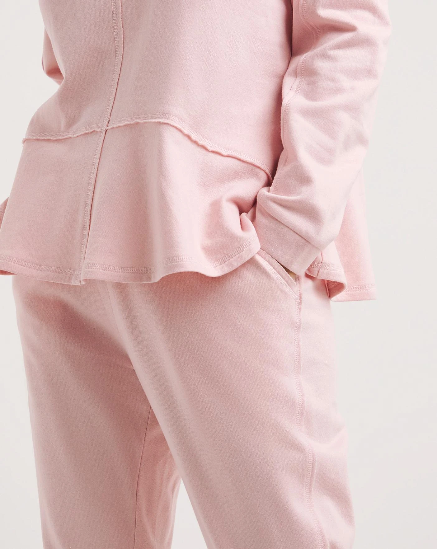 Raw Edge Peplum Hem Lounge Set 2 Raw Edge Peplum Hem Lounge Set - Image 2