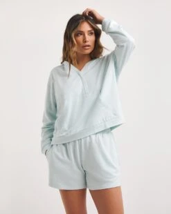 Mock Wrap Hoodie And Short Lounge Set