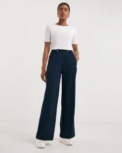 Navy Adjustable Wide Leg Trousers -JD Williams Shop z01xl129709w