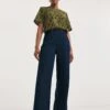 Navy Adjustable Wide Leg Trousers
