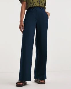 Navy Adjustable Wide Leg Trousers -JD Williams Shop z01xl129711w